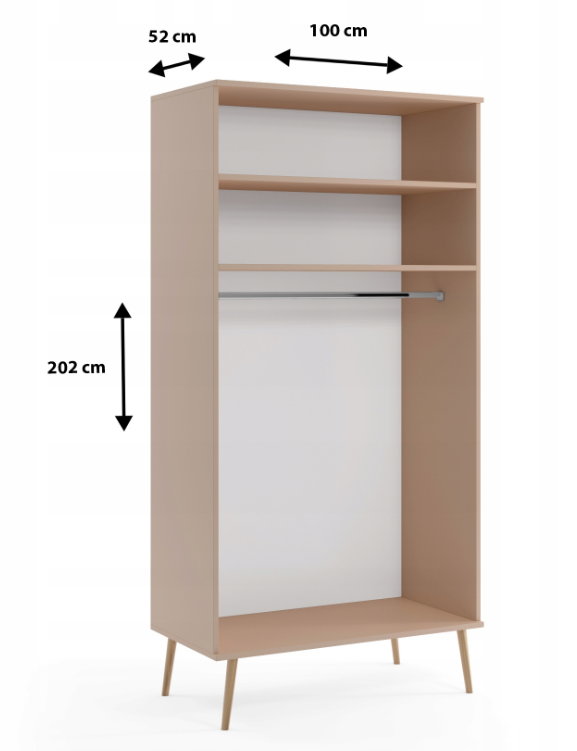 Szafa ROSE 202 cm wysokości, 100 cm szerokości, 52 cm głębokości